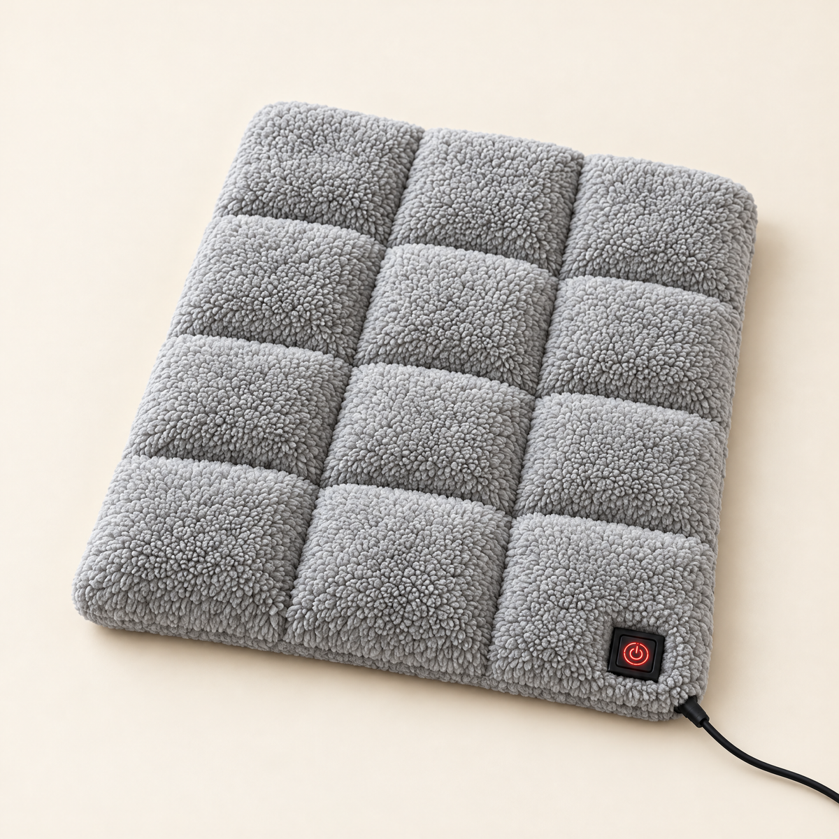 Merry Meow heated cat pad with power button on