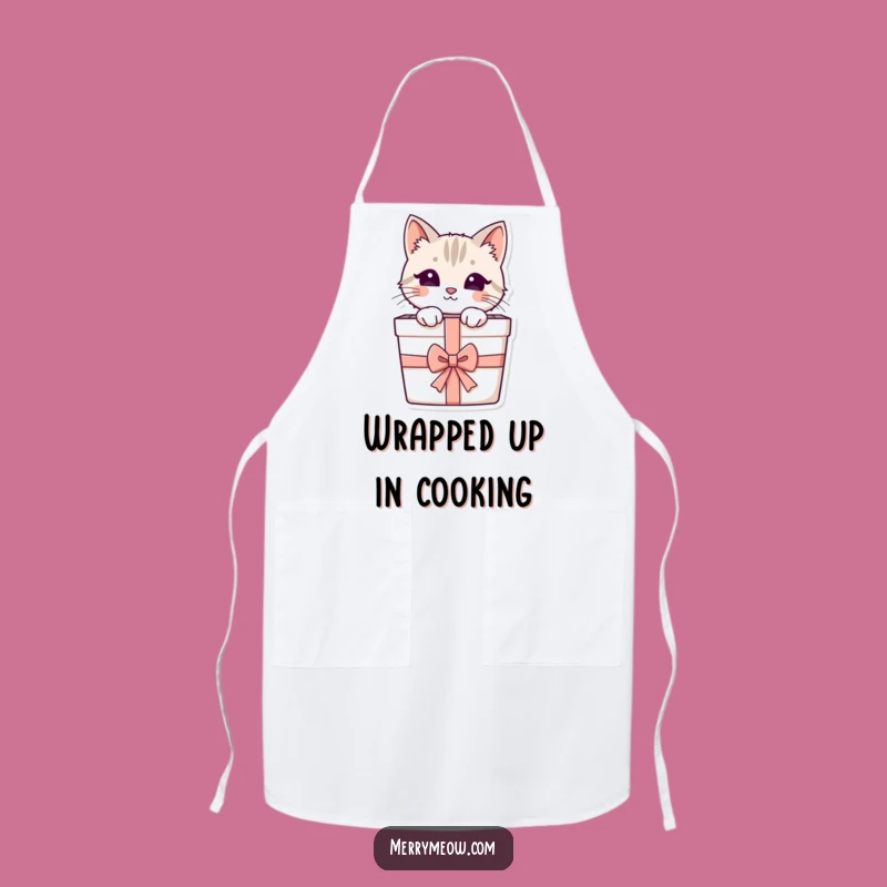 Funny Cat Gift Box Apron: Peeking Feline for Kitchen Fun Gift
