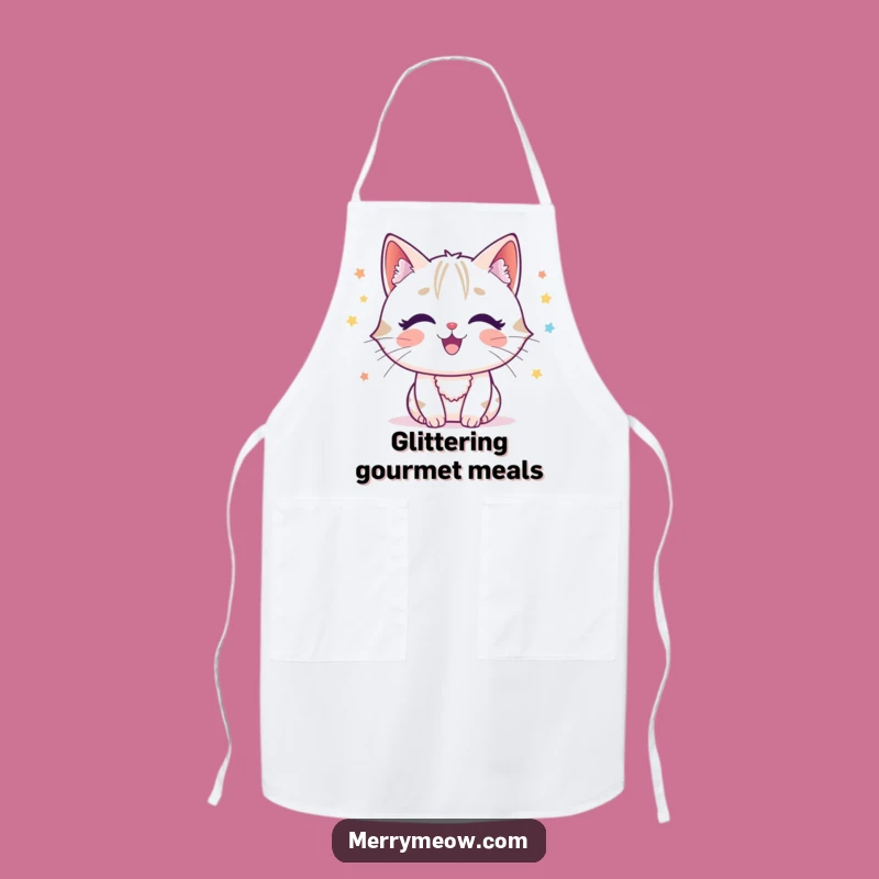 Funny Cat Tinsel Apron: Festive Character Wear, Whimsical Holiday Gift