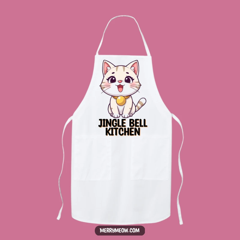Funny Excited Cat Jingle Bell Apron: Cook with Feline Joy