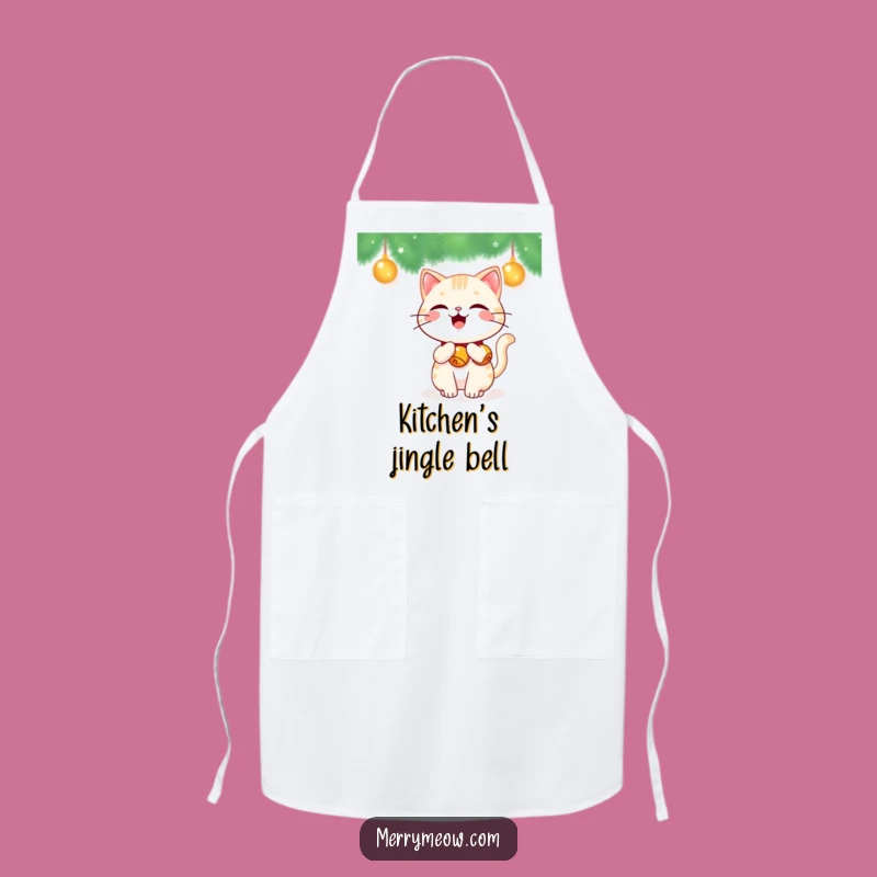 Funny Kawaii Jingle Bell Cat Apron: Kitchen Cheer, Great Funny Gift