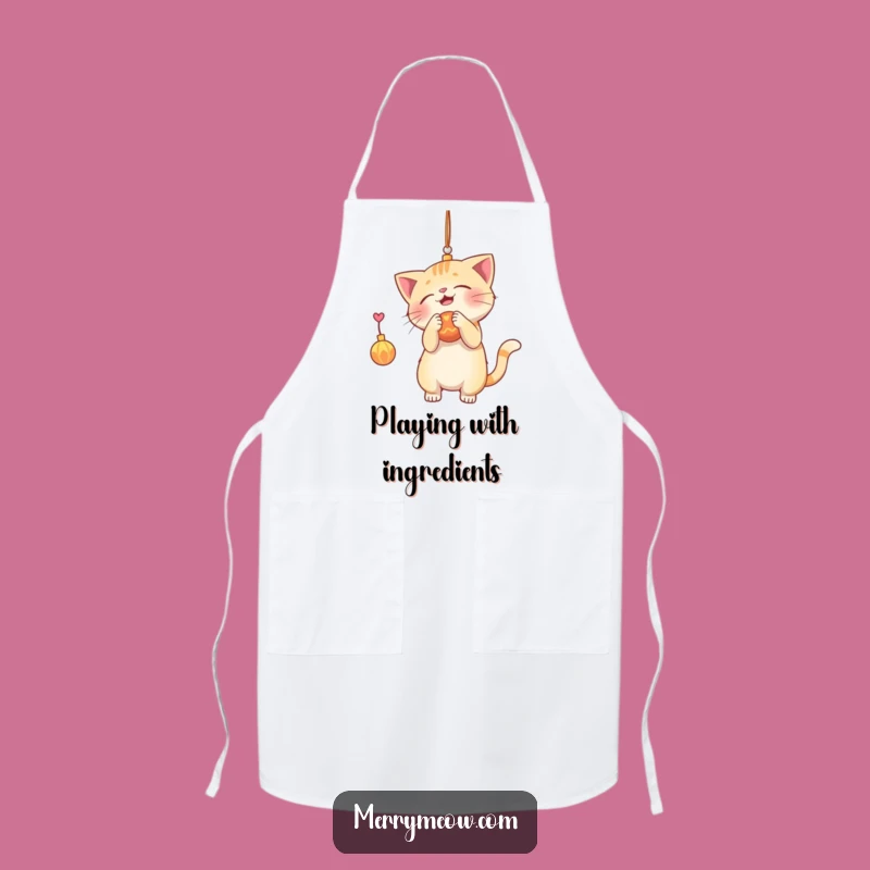 Funny Cat Ornament Batting Apron: Playful Feline for Kitchen Holiday Gift