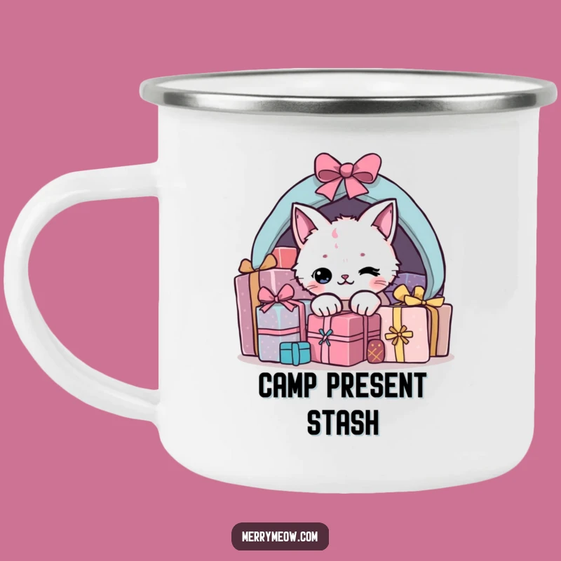 Funny Present Cat Camping Mug: Adventure Fuelled by Holiday Surprises