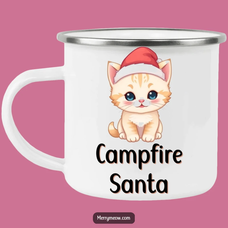 Durable Funny Kawaii Kitten Santa Camping Mug - Festive Kitty for Outdoor Cheer