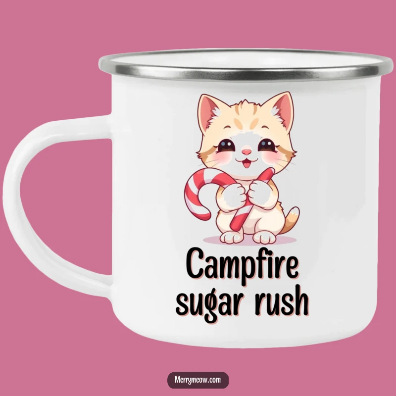 Funny Kitten Candy Cane Camping Mug: Sweet Sips and Glee on the Go
