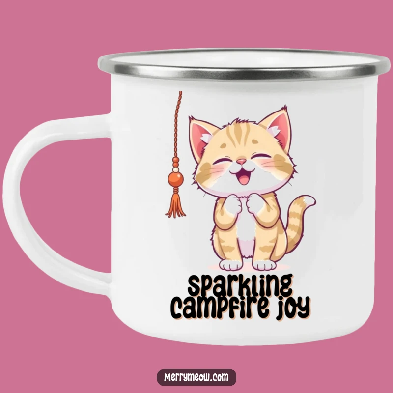 Durable Funny Kitten Tinsel Camping Mug - Playful Holiday Cat Adventure Drinkware