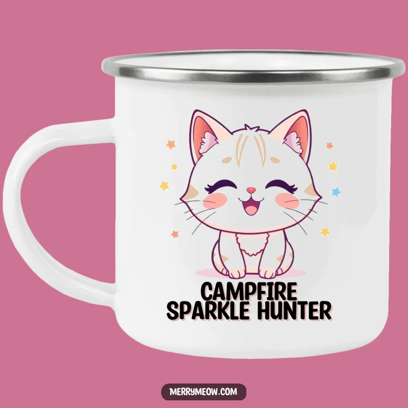 Funny Cat Tinsel Camping Mug: Durable Character Cup, Festive Outdoor Gift