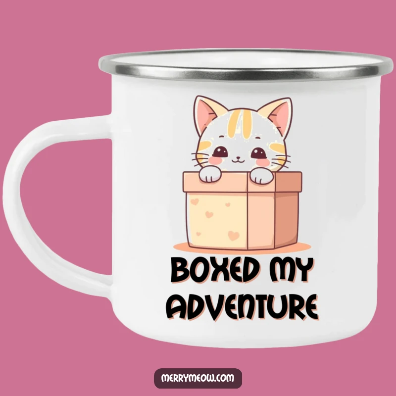 Funny Happy Cat Gift Box Camping Mug: Enjoy Your Adventure with Joy, A Hilarious Gift!