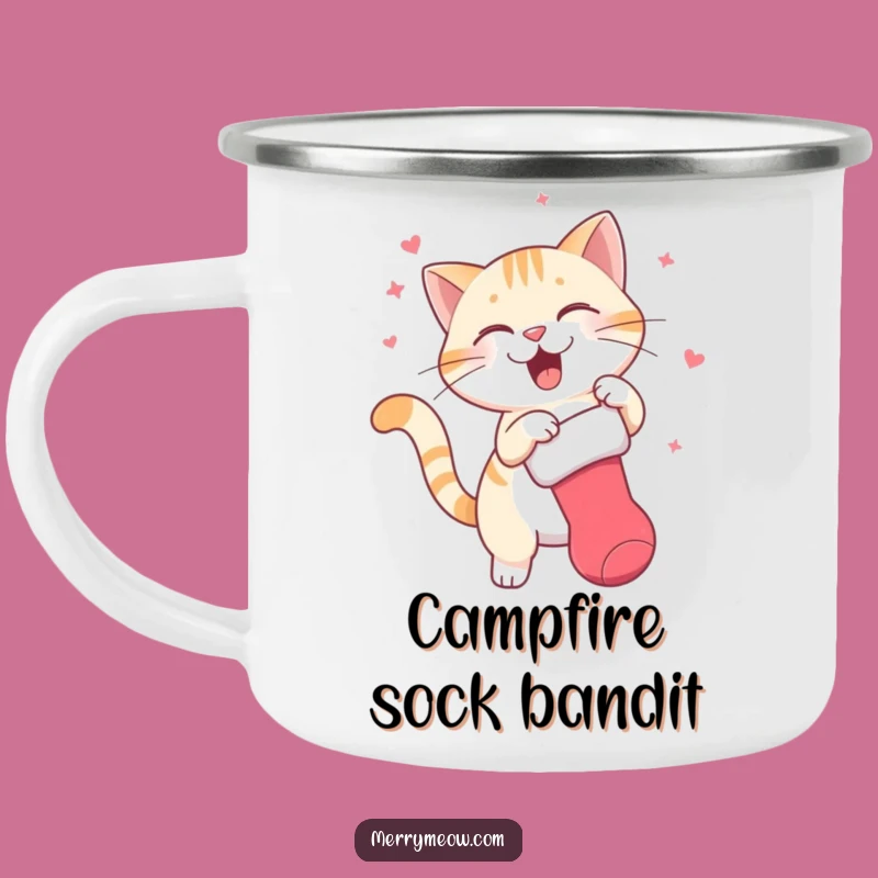 Funny Swatting Cat Stocking Camping Mug: Hilarious Holiday Outdoor Fun