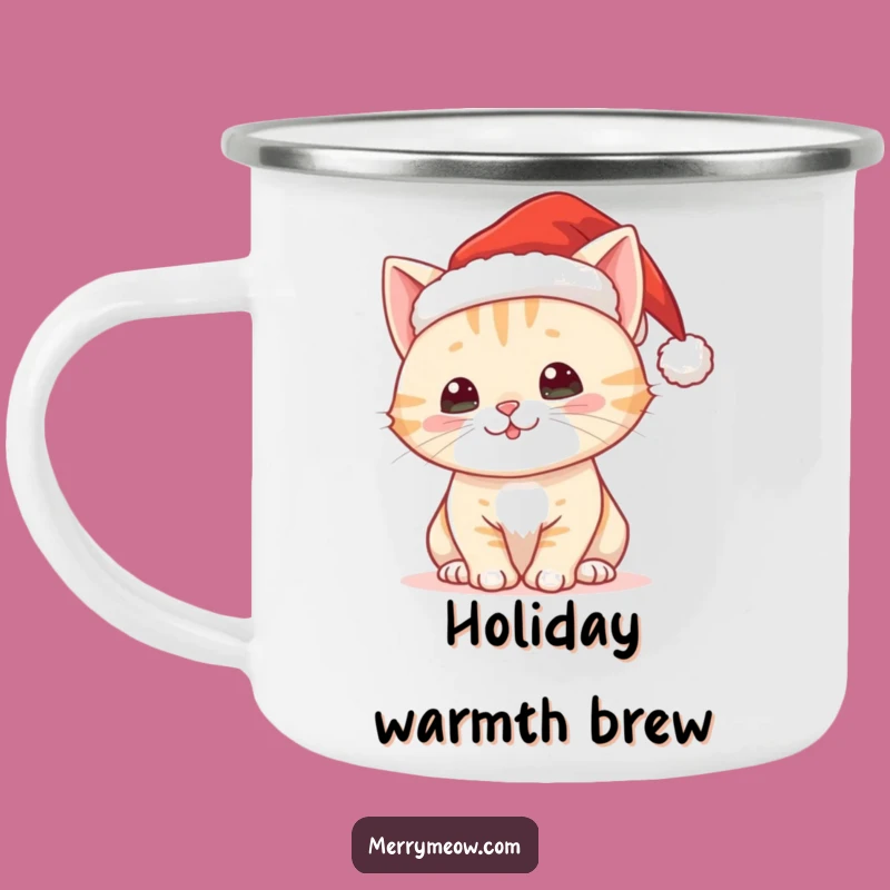 Funny Christmas Cat Camping Mug: Sip Holiday Cheer Outdoors