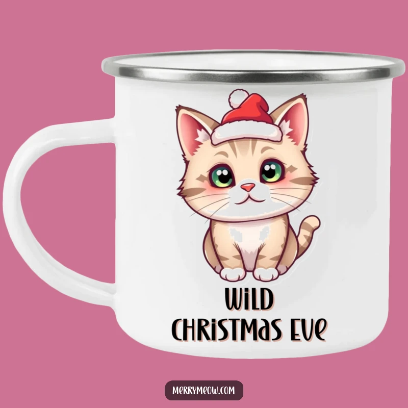 Funny Cat Santa Camping Mug - Tiny Hat, Holiday Outdoor Fun, Rugged Funny Gift