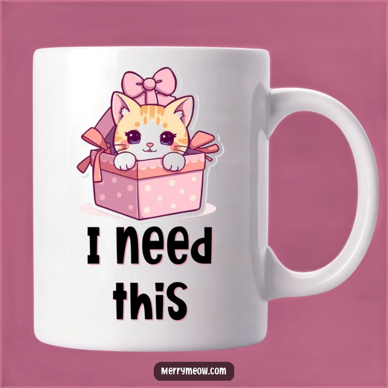 Funny Cat Peeking Gift Box Mug - Hilarious Cat Lover Present!