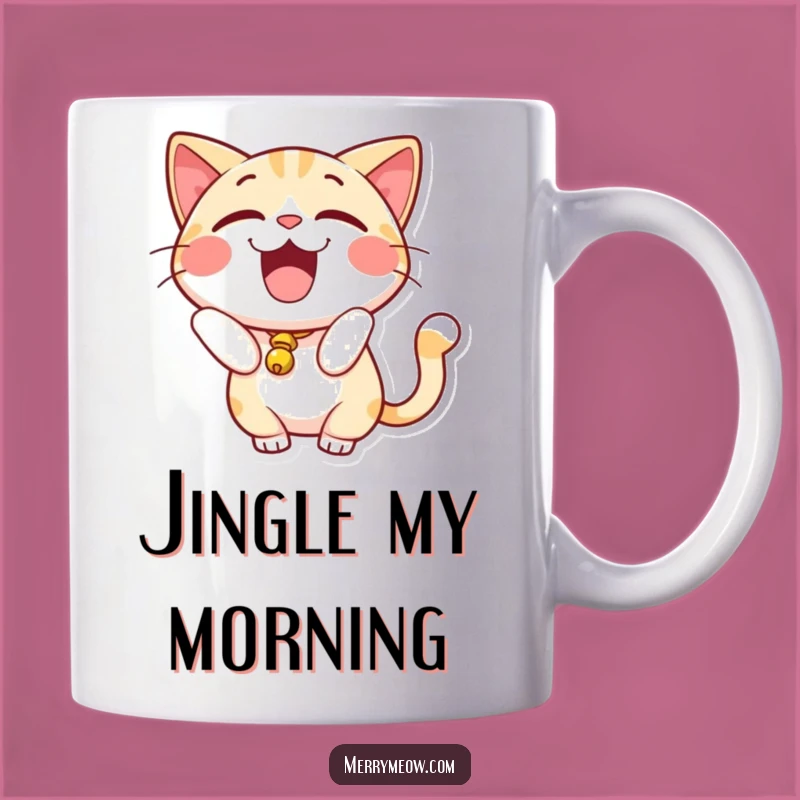 Funny Excited Cat Bell Tail Mug: Hear the Fun, A Hilarious Cat Lover Gift!