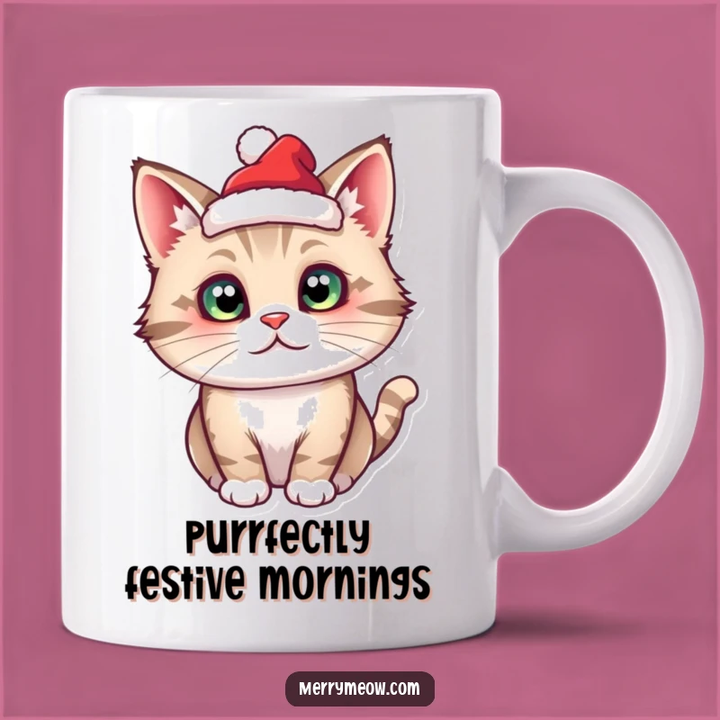 Funny Cat Santa Mug - Tiny Hat, Festive Feline Fun, Perfect Christmas Funny Gift