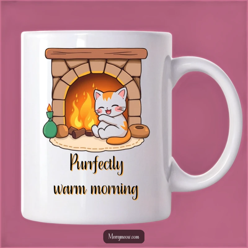 Funny Joyful Cat Cozy Fireplace Mug, the Purrfectly Warm Gift for Cat Lovers