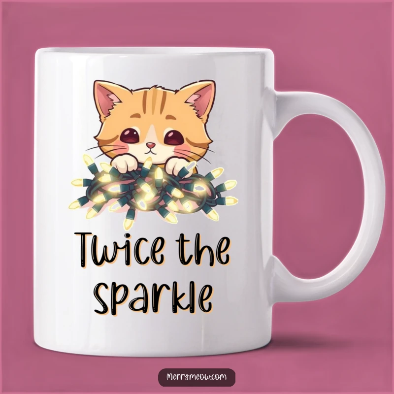 Funny Christmas Lights Cat Mug: Peek-a-Boo Holiday Gift For Cat Lovers