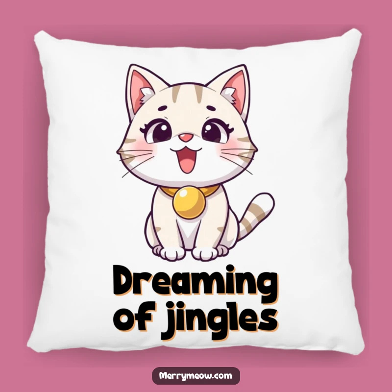 Funny Excited Cat Jingle Bell Pillow: Snuggle Up with Joyful Feline