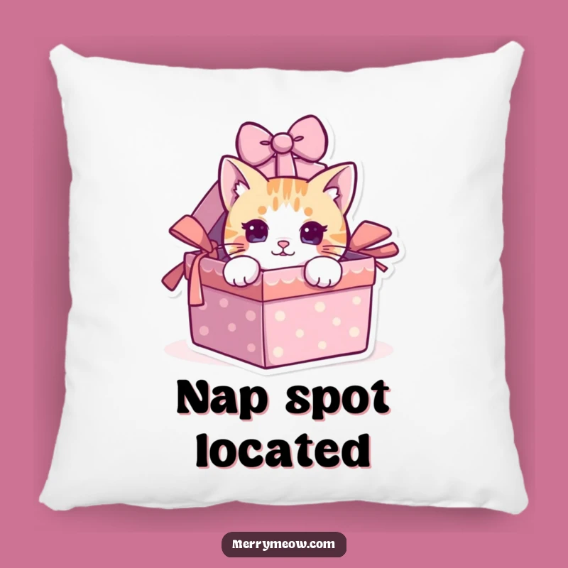 Funny Cat Peeking Gift Box Pillow - Cozy & Hilarious Cat Decor Accent!