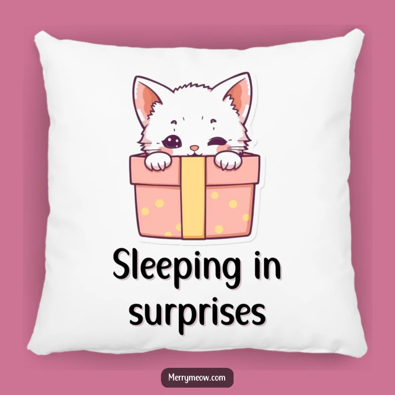 Funny Kitten Gift Box Pillow: Snuggle Up with Adorable Surprise