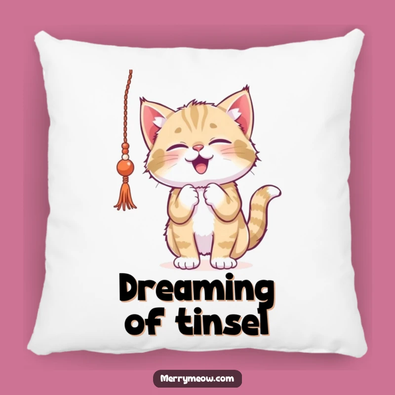 Soft Funny Kitten Tinsel Pillow - Cozy & Playful Holiday Cat Cushion