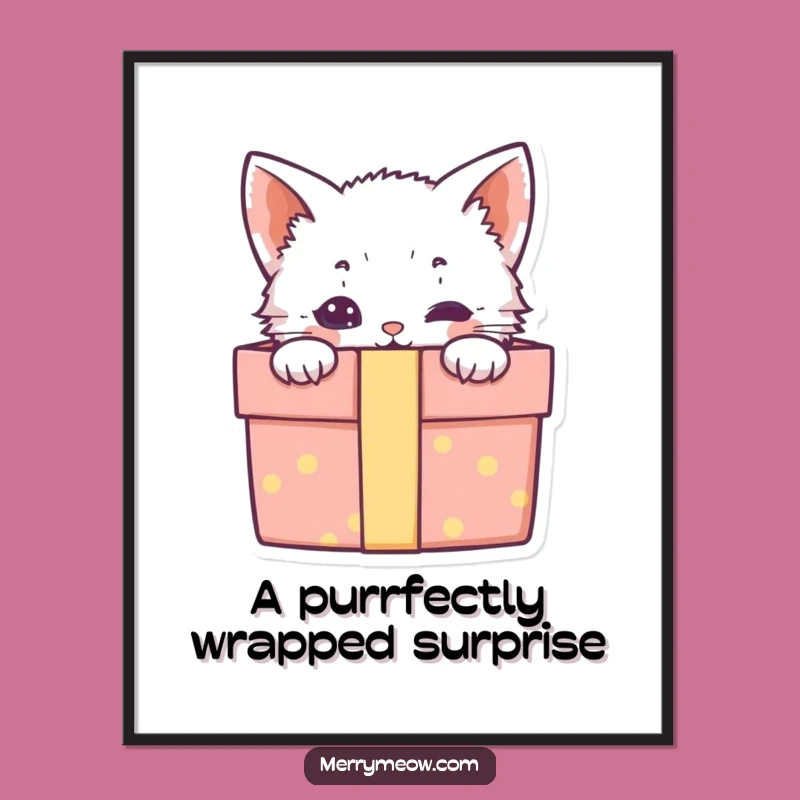Funny Kitten Gift Box Digital Art: Instant Cuteness Download