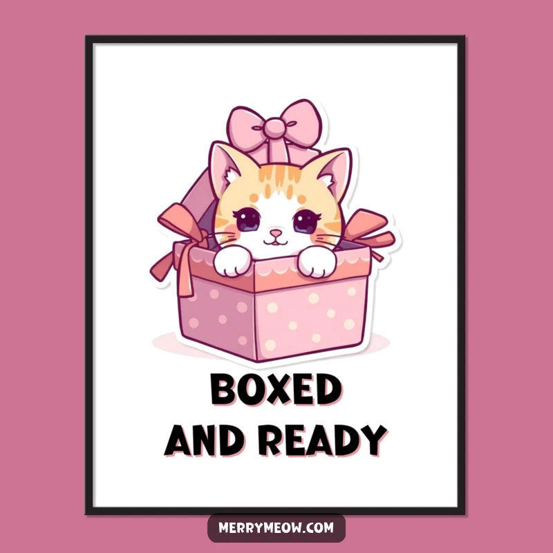 Funny Cat Peeking Gift Box Digital Art - Instant Hilarious Cat Decor Download!