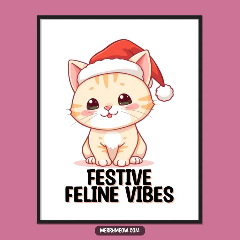 Funny Christmas Cat Digital Art Print: Bring Holiday Spirit Home