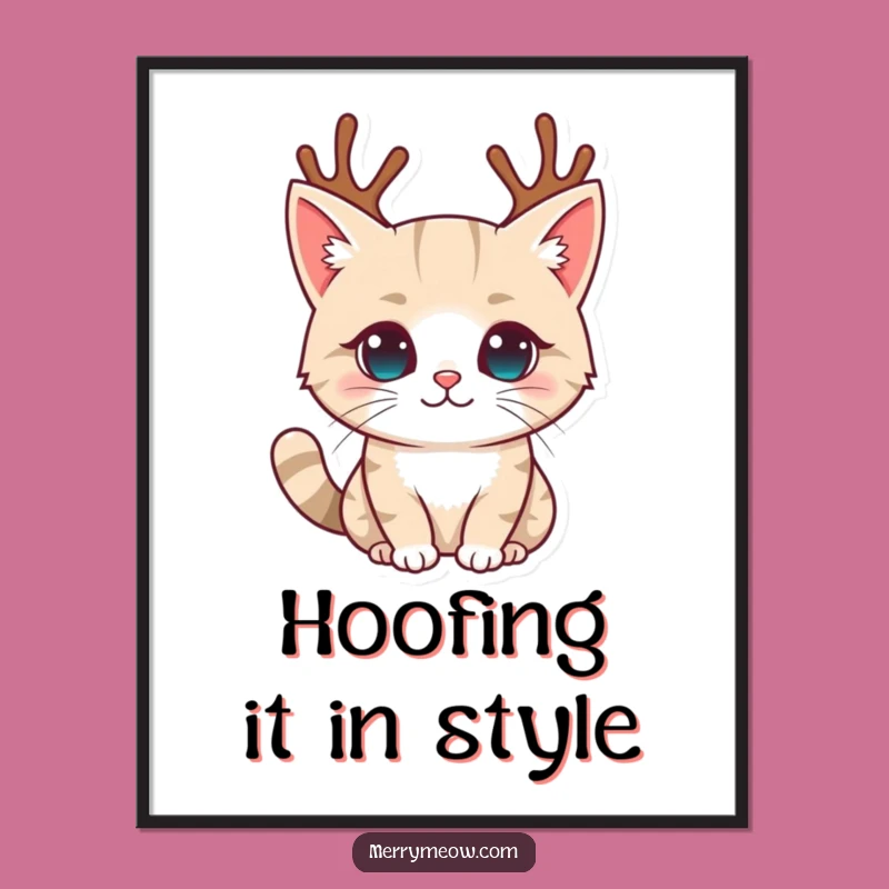 Funny Reindeer Antler Cat Digital Art: Hilarious Instant Holiday Decor