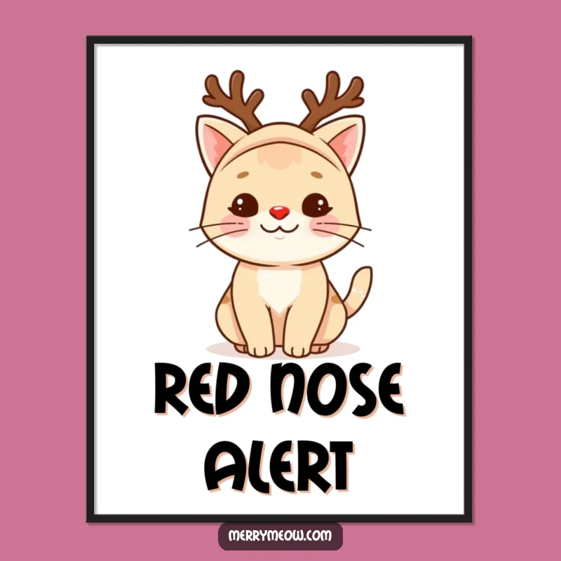 Funny Reindeer Cat Digital Art: Instant Holiday Cheer Download