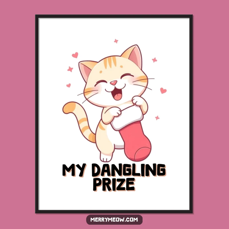 Funny Swatting Cat Stocking Digital Art: Hilarious Instant Holiday Decor