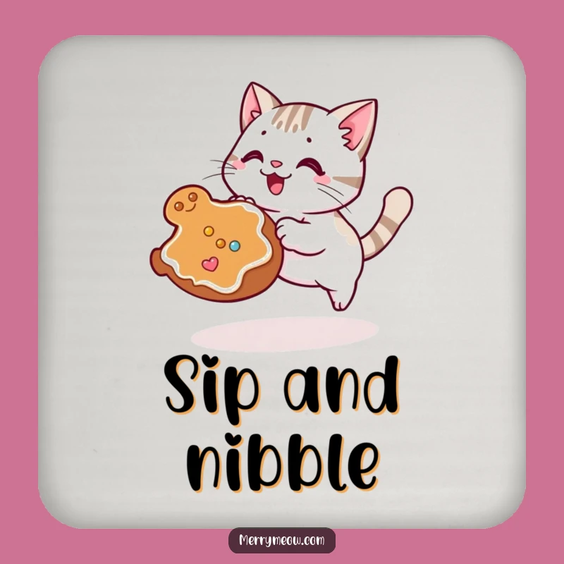 Funny Cat Cookie Pounce Coasters: Protect Surfaces, Chic Funny Gift