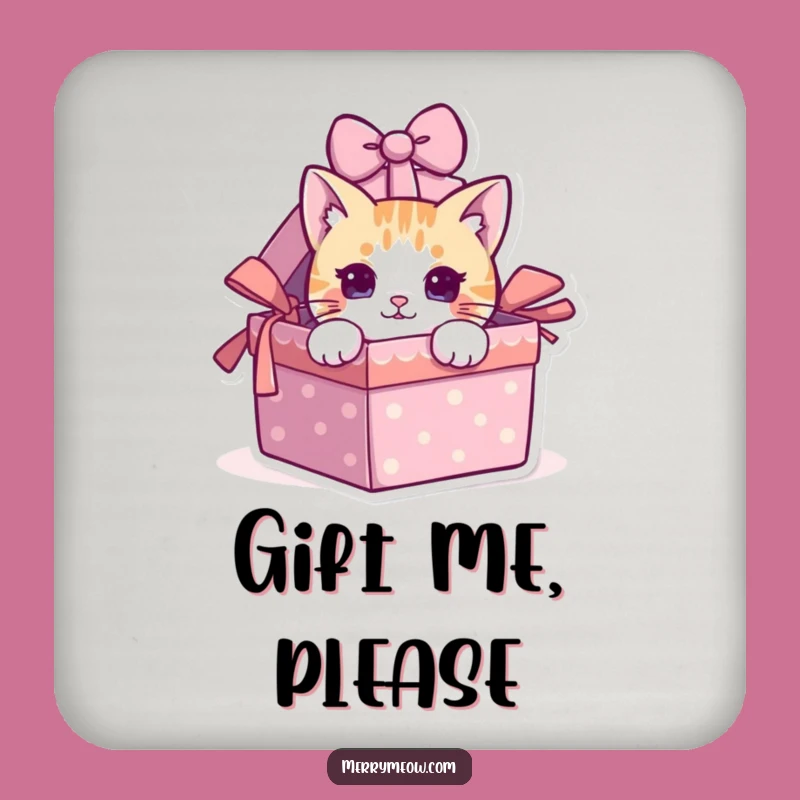 Funny Cat Peeking Gift Box Coaster Set - Protect Surfaces with Hilarious Style!