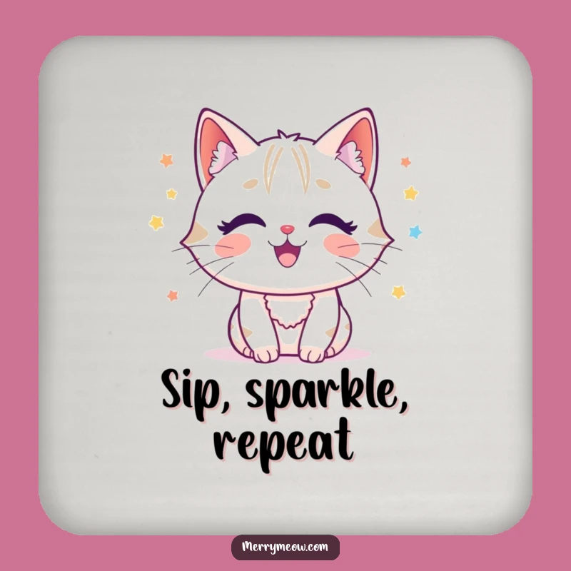 Funny Cat Tinsel Coaster: Protect Surfaces with This Festive Character Art