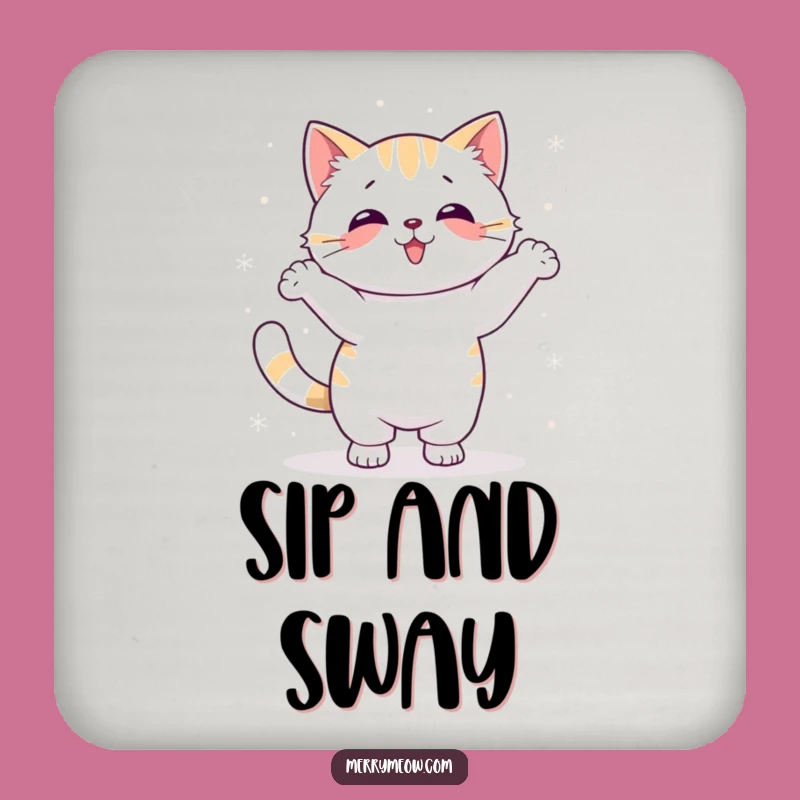 Funny Kawaii Snow Dance Cat Coasters: Winter Protection, Chic Funny Gift