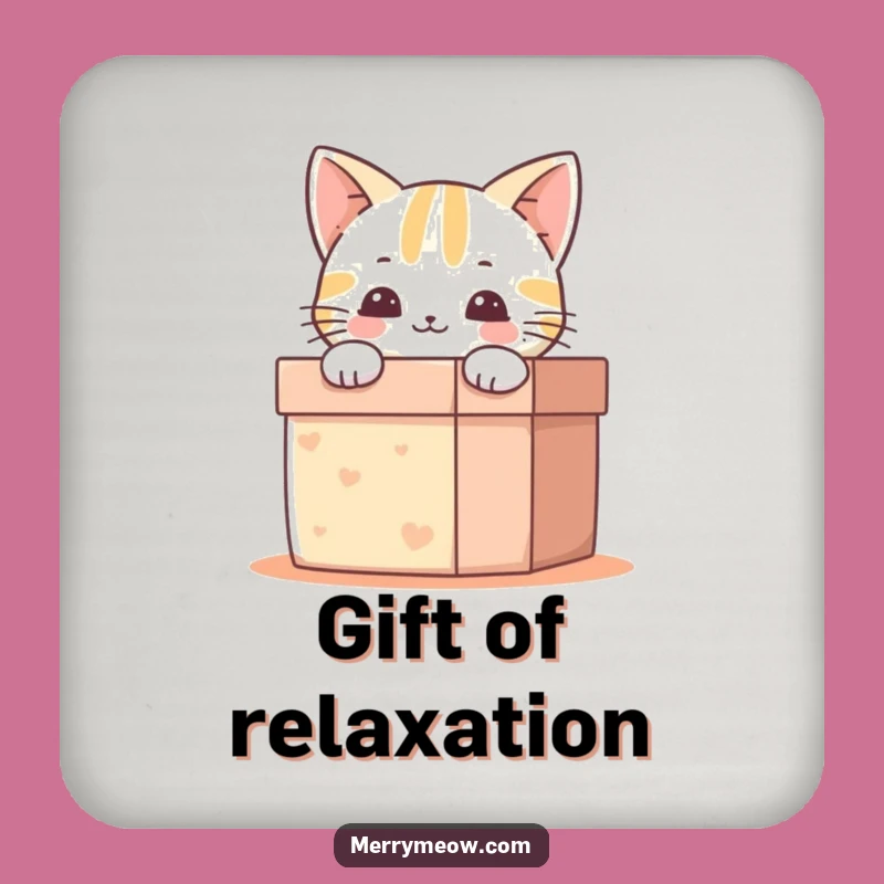 Funny Happy Cat Gift Box Coasters: Protect Surfaces with Smiles, A Hilarious Gift!