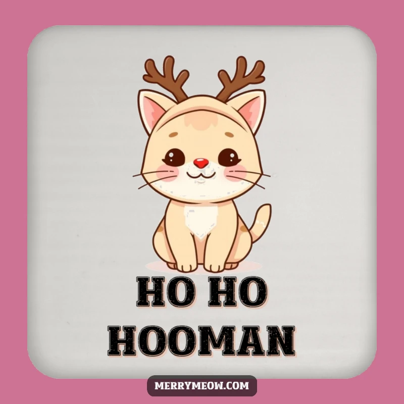 Funny Reindeer Cat Coasters: Protect Surfaces with Holiday Hilarity