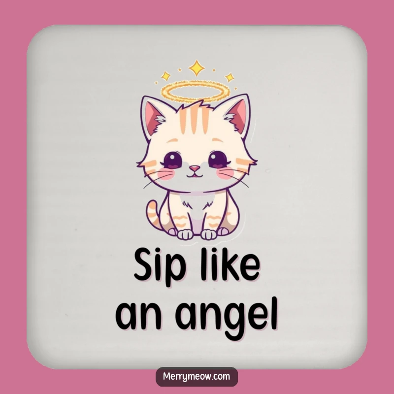 Funny Tinsel Halo Cat Coaster: Divine Feline for Table Protection Gift