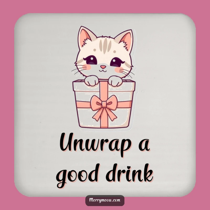 Funny Cat Gift Box Coaster: Peeking Feline for Table Protection Gift