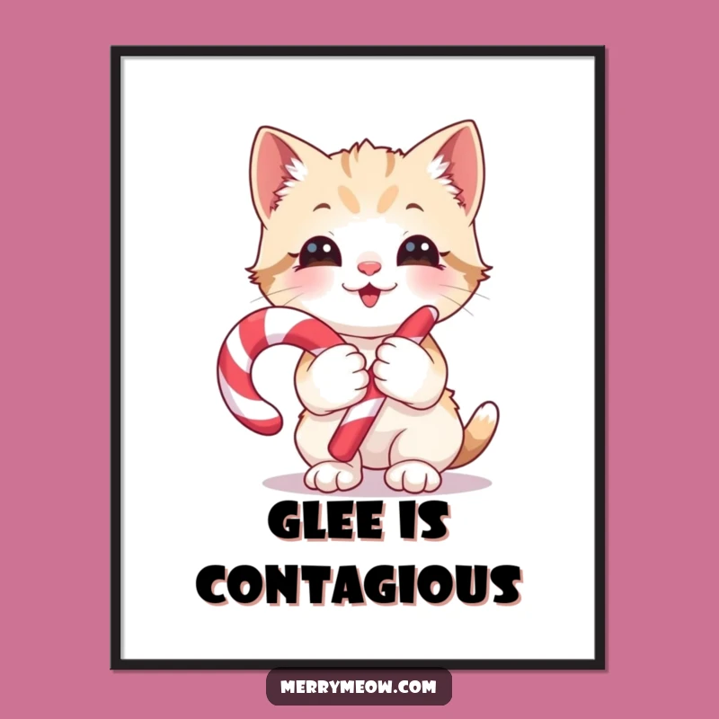 Funny Kitten Candy Cane Poster: Bring Glee and Sweetness to Your Walls