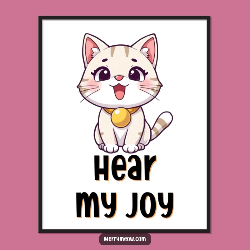 Funny Excited Cat Jingle Bell Poster: Bring Joyful Energy Home