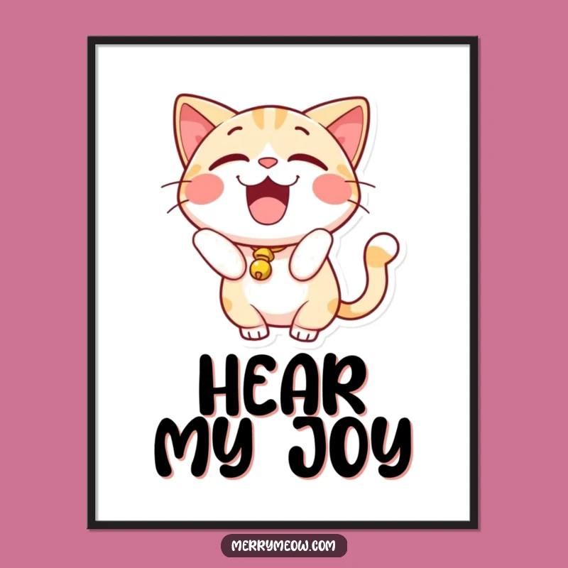 Funny Excited Cat Bell Tail Poster: Decorate with Delight, A Hilarious Gift!
