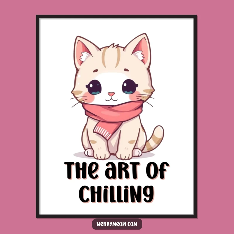 Funny Cozy Cat Scarf Poster Print: Bring Hilarious Feline Warmth to Your Walls