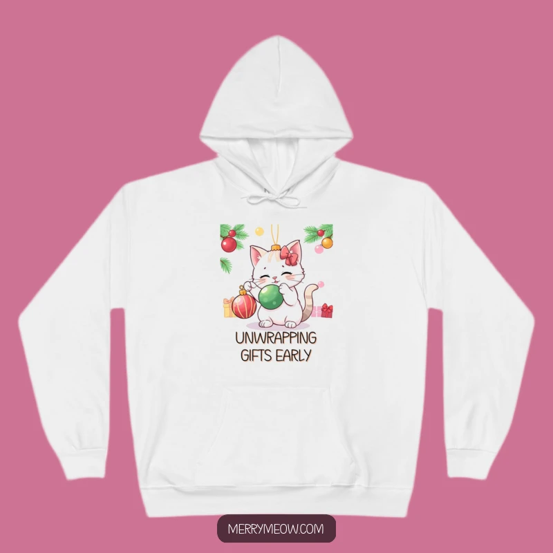 Cozy Funny Cat Ornament Hoodie - Playful Batting Fun, Warm Holiday Humor Funny Gift