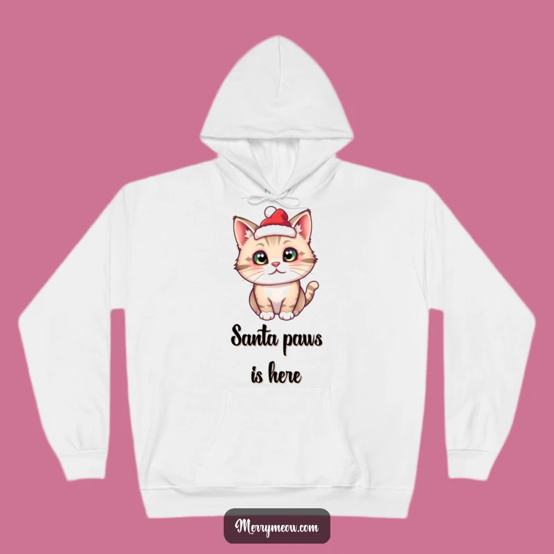 Cozy Funny Cat Santa Hoodie - Tiny Hat, Warm Holiday Fun, Snug Funny Christmas Gift