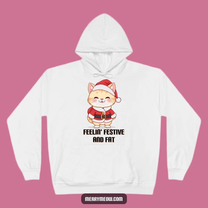 Funny Kawaii Santa Cat Hoodie: Cozy Cheeky Grin, Perfect Warm Funny Gift