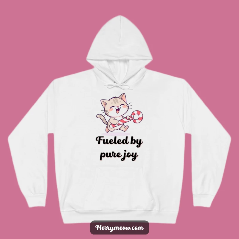 Funny Cat Candy Cane Hoodie: Cozy Holiday Chase Adventure!