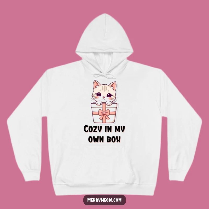 Funny Cat Gift Box Hoodie: Cozy Feline Peeking Design for Warmth Gift