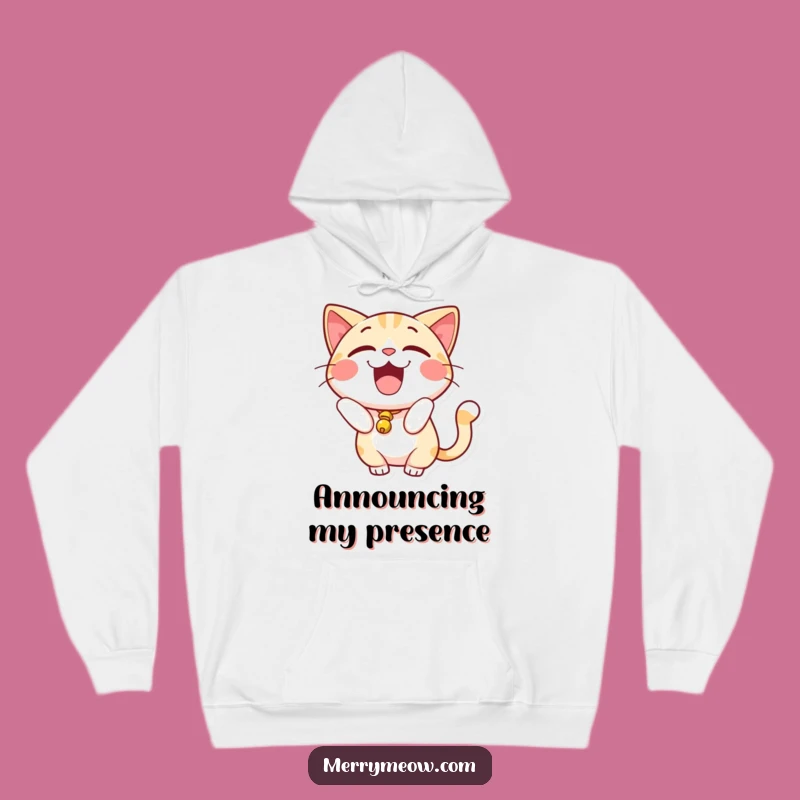 Funny Excited Cat Bell Tail Hoodie: Cozy Up with a Jingle, The Purrfect Funny Gift!