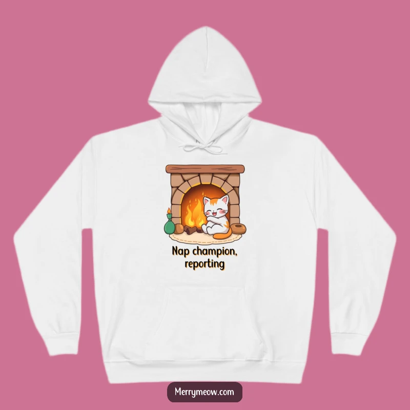 Funny Joyful Cat Fireplace Hoodie, the Ultimate Warm and Humorous Gift for Cat People