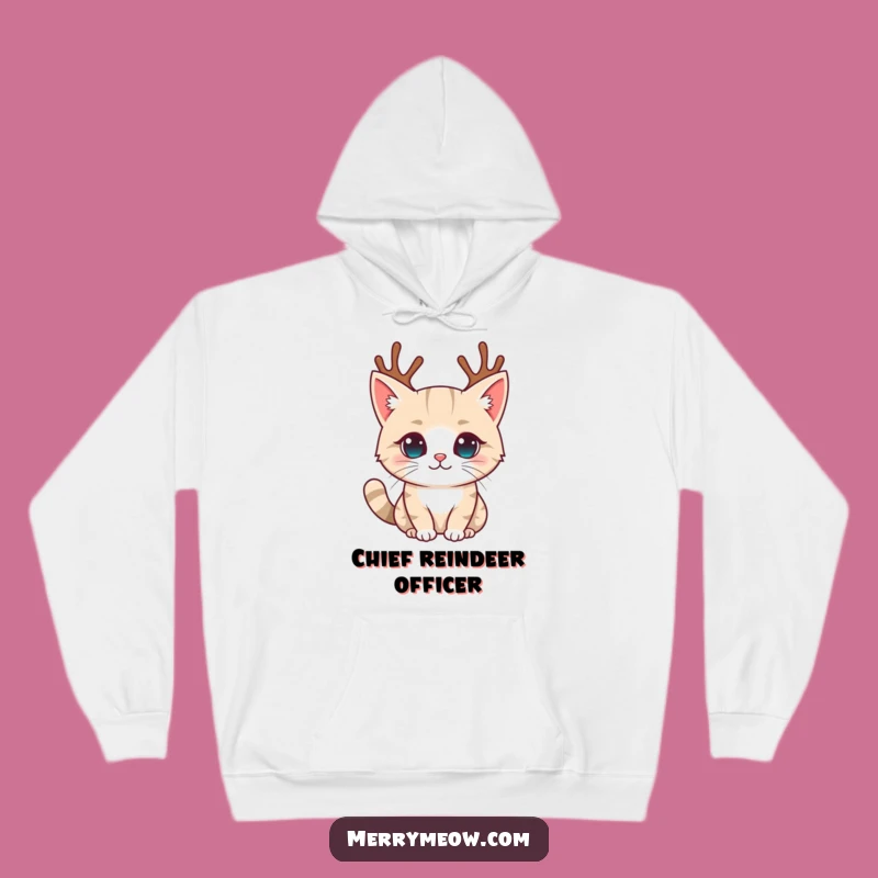 Funny Reindeer Antler Cat Hoodie: Cozy Feline Holiday Gift